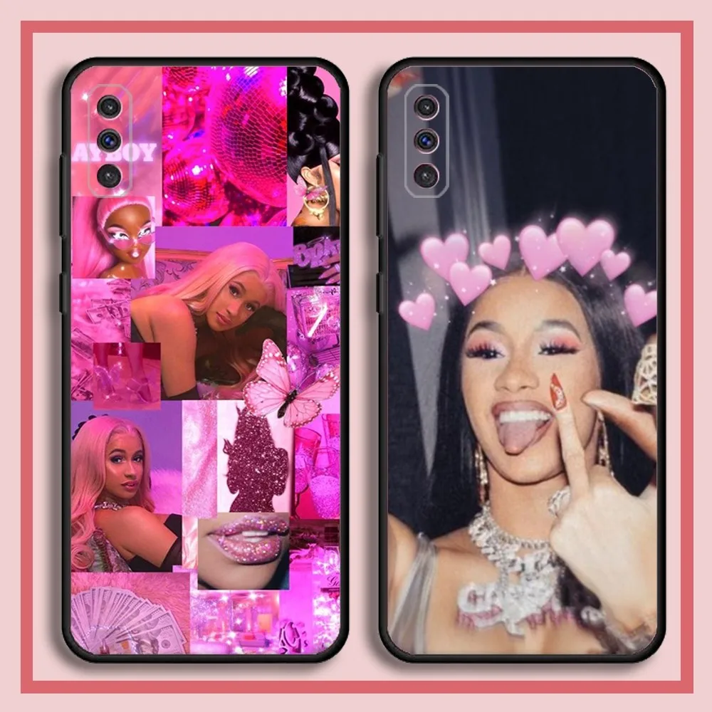 Cardi B Rapper Singer Phone Case For Samsung S23,23,22,30,21,10,9,Note20 Ultra,Lite,Ultra,5G,Plus,FE,Black Soft Case