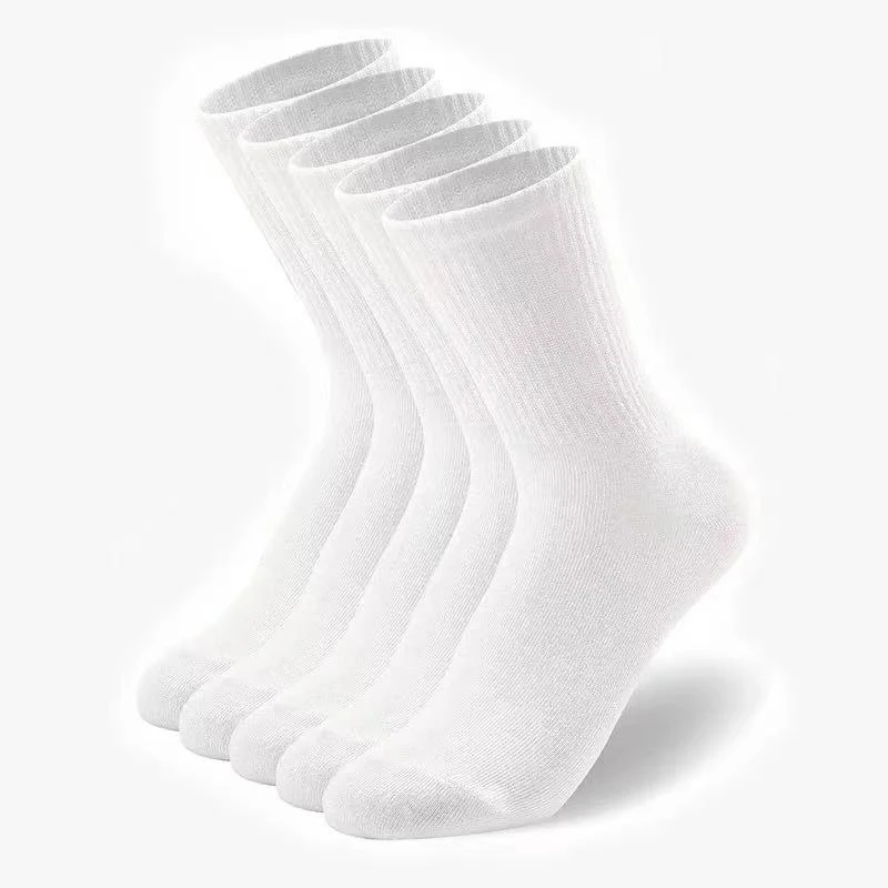 

5 Pairs Men Crew Socks Black And White Middle Tube Streetwear Soft Breathable Cotton Casual Socks