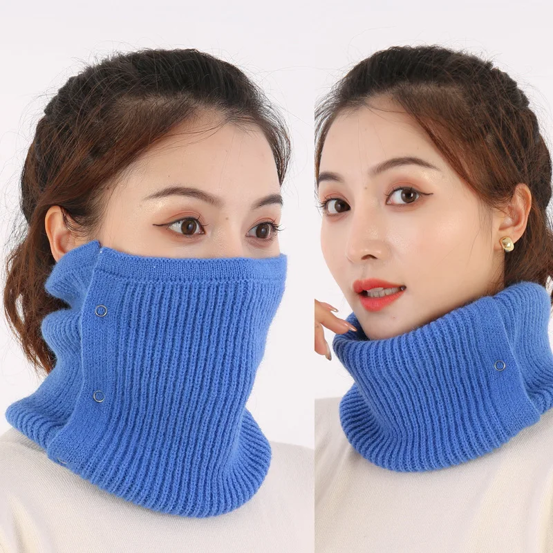 Fashion Men\'s Women\'s Hedging Copper Buckle Knitted Warm Scarf Winter Elastic Woolen Fake Collar Pullover Neck Guard Scarve T39