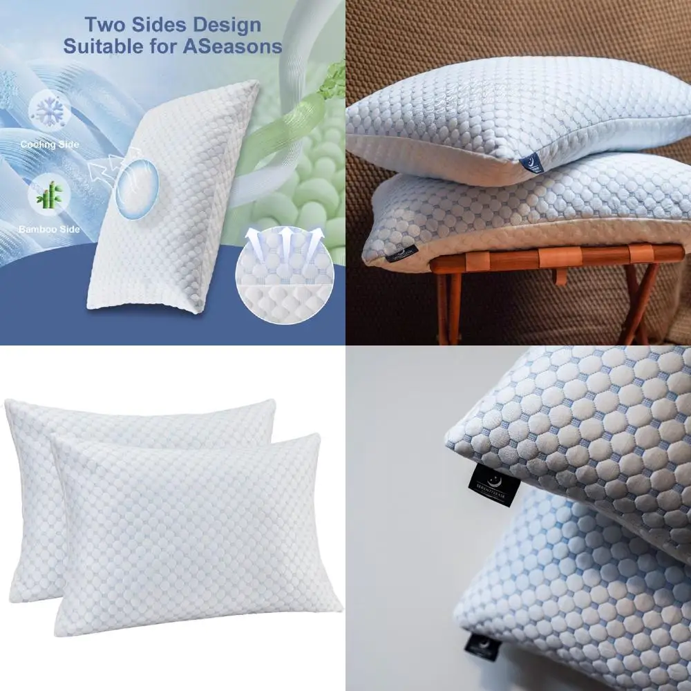 

Комплект из 2 охлаждающих подушек из пены с эффектом памяти размера «queen-size» — регулируемые, моющиеся, идеально подходят для всех позиций сна