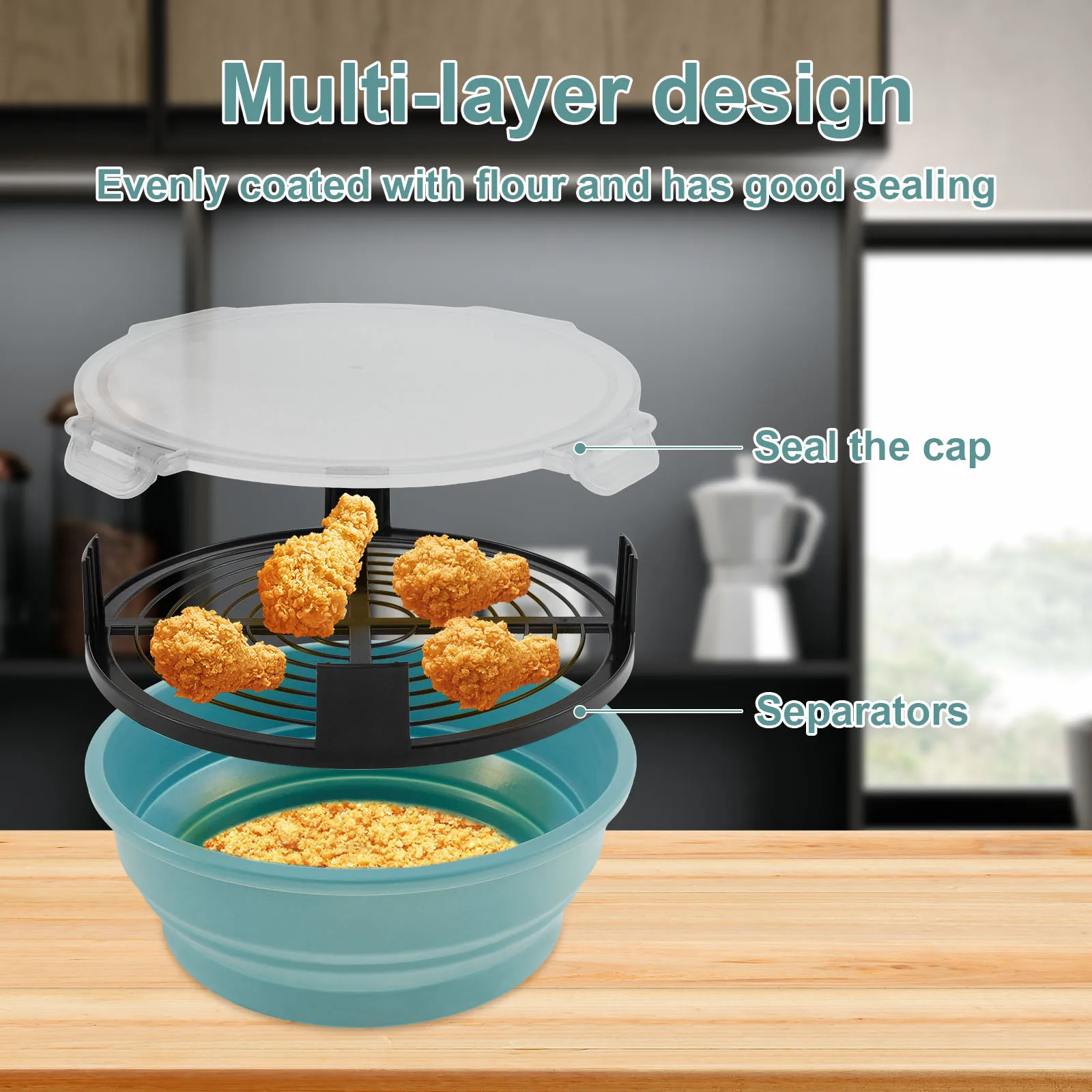 Batter Bowl Easy to Clean Shaker Bowl Versatile Breading Shaker Container Portable Silicone Bowl Shaker Space Saving Breading