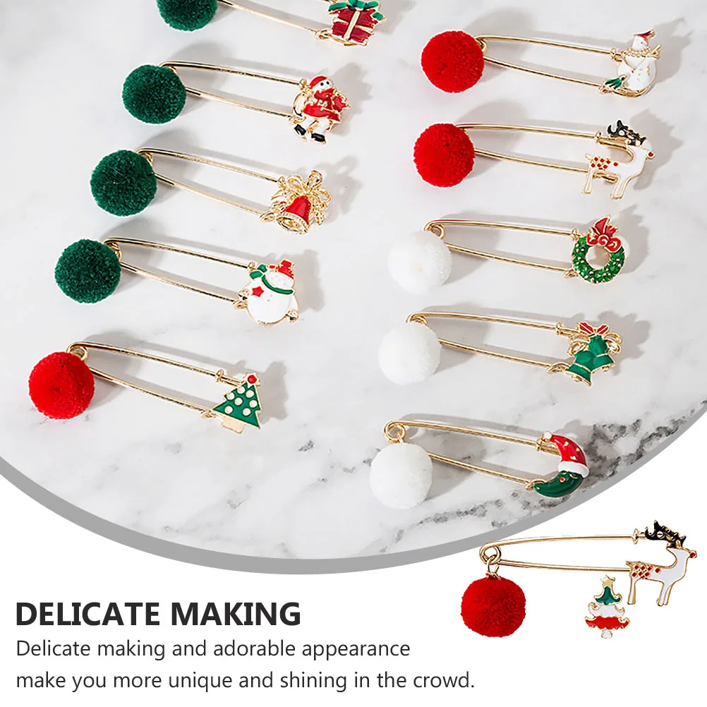 

10 set Cartoon Brooches Clothes Accessory Mixed Style Party Supply Suit Breastpin For Daily Wearing Christmas Party Supplies