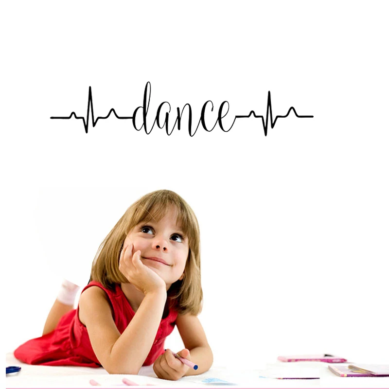 Dance Words Heartbeat Wall Sticker Vinyl Home Decor For Girls Room Bedroom Dance Studio Decoration Art Murals Decal Poster