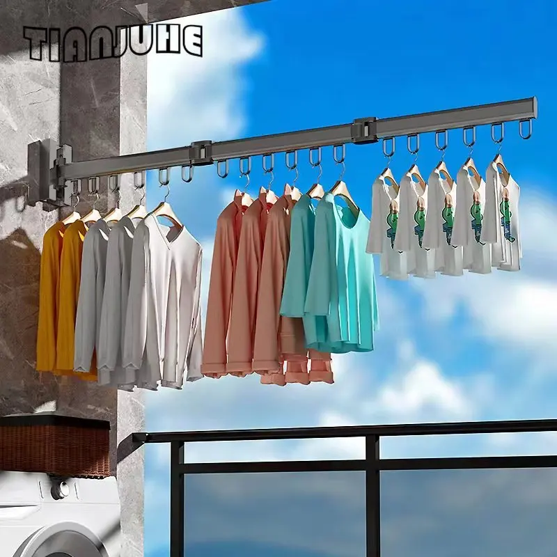 

Clothes Drying Laundry Wall Mount Laundry Rack Folding Retractable Clothing Rack Collapsible Clothes Hanging Rack