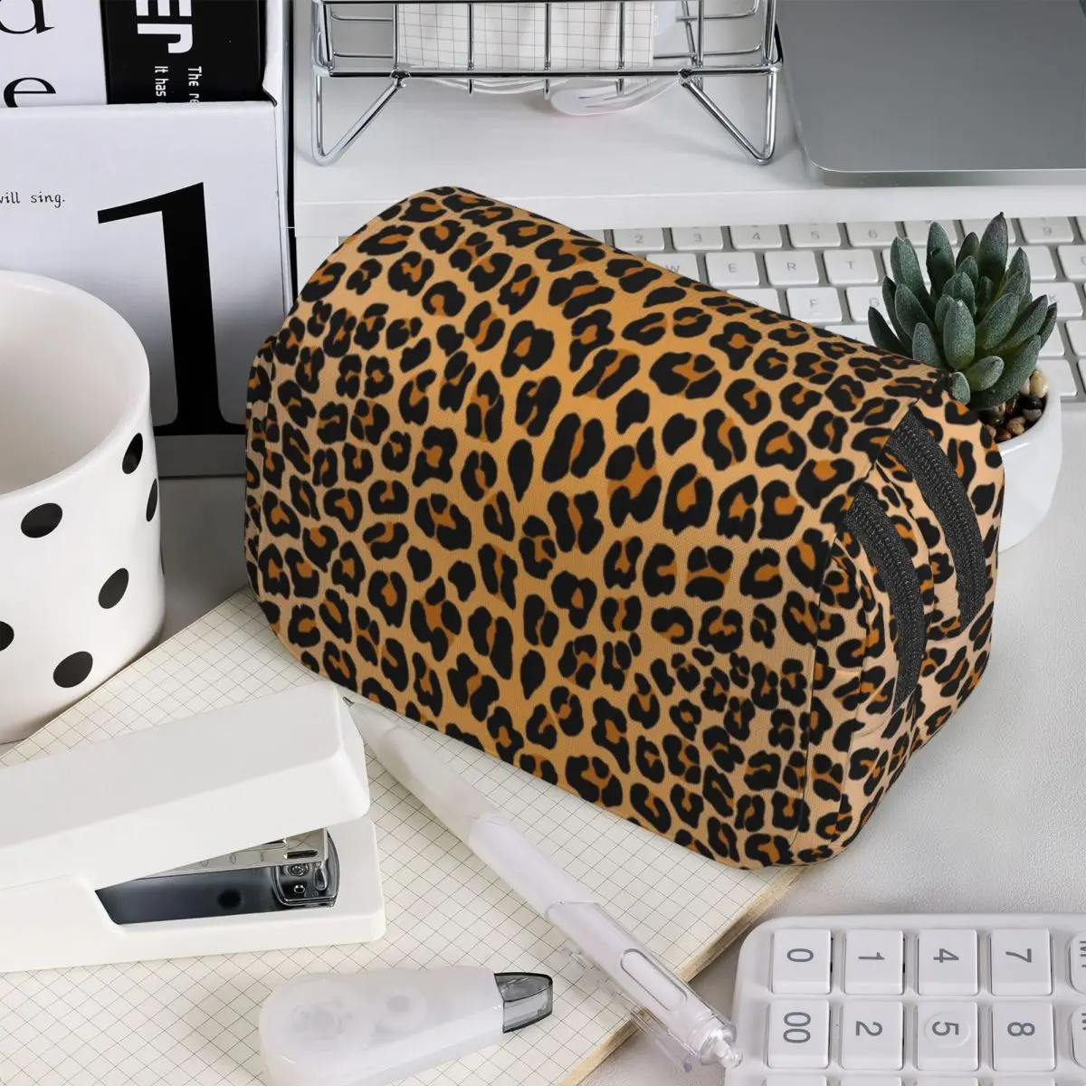 Leopard Print Pencil Case for Kids School Pen Box Pencil Bag Stationery Supplies Pen Holder Bag