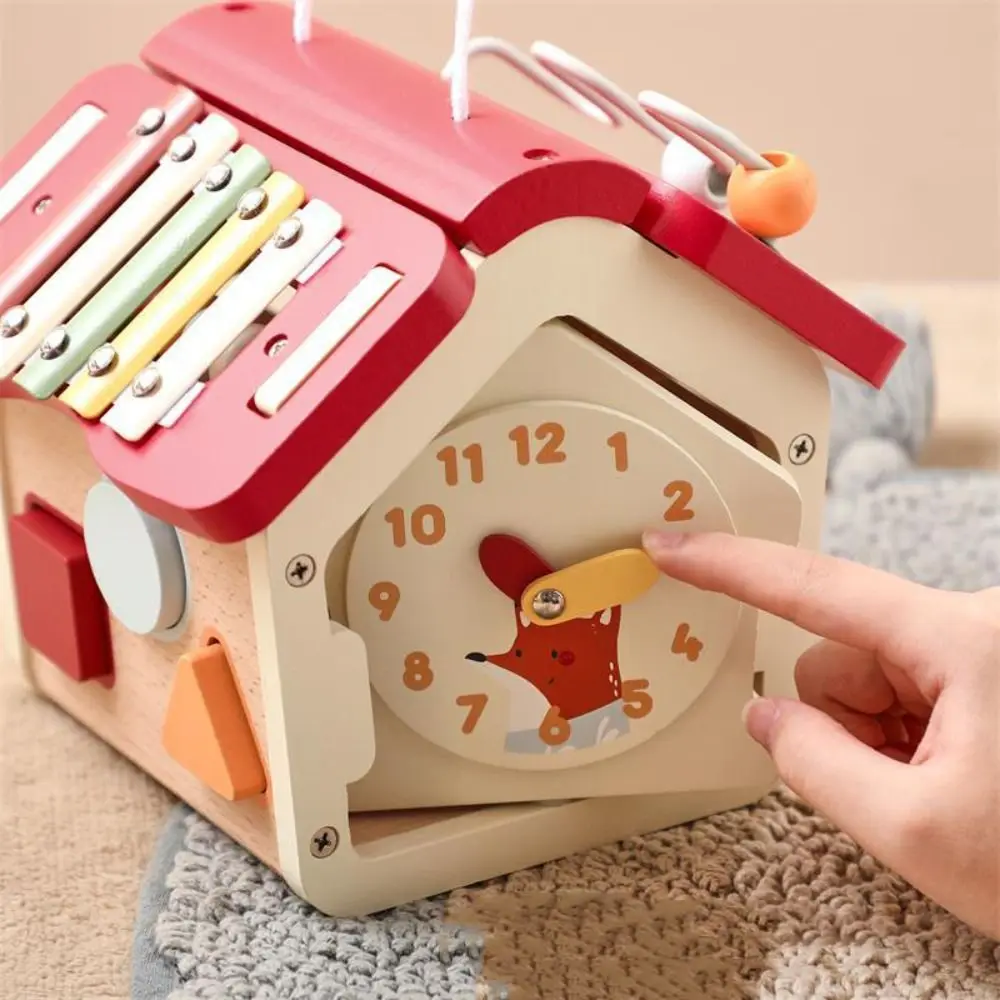 

Busy Board Kids Wooden Montessori Toys Early Education with Sound House Building Blocks Puzzle Toys Shape Sorter Interactive