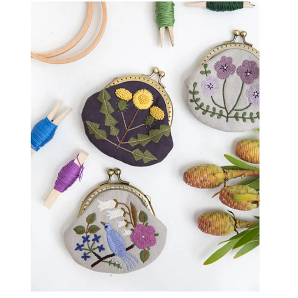 

Round Gold Bag Embroidery Kits Handmade Tool Wallet Beginner Sewing Diy Sashiko Embroidered Purse Miss Starter for Beginners