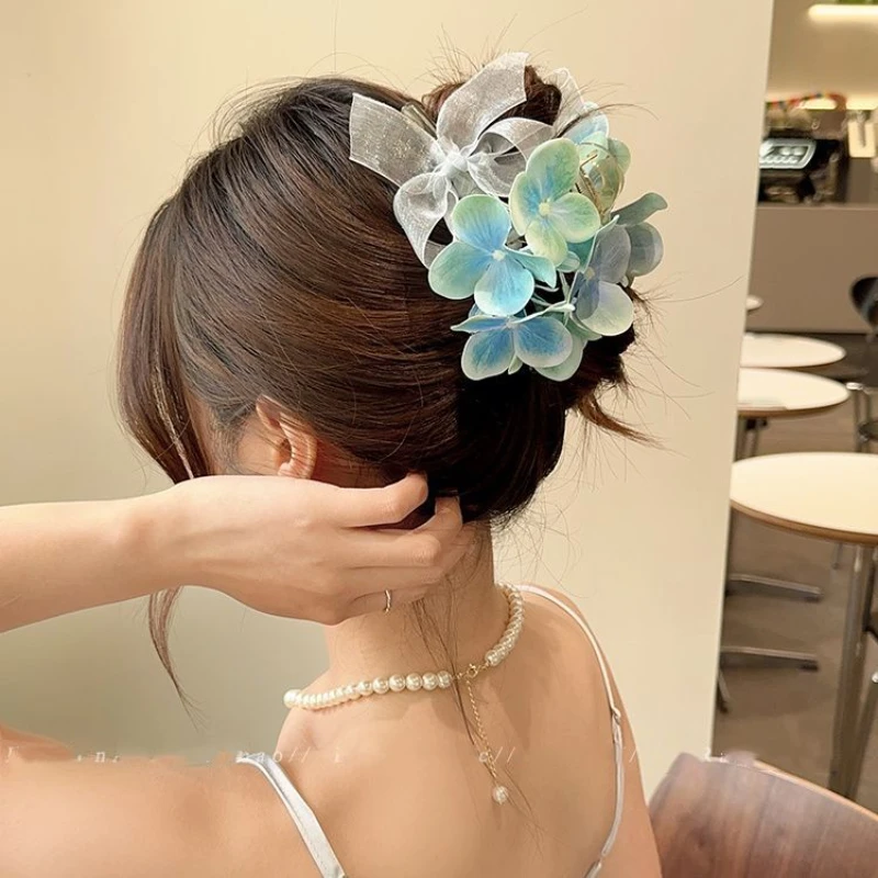 

Fashion Bowknot Flower Hair Clip for Women Girls 2024 New High-end Grab Claw Shark Clip Summer Hair Accessory Headflowear