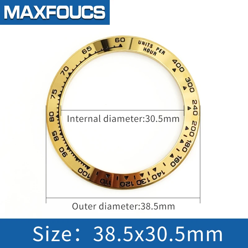 Sloped Steel Bezel Insert 38.5*30.5mm For Ditongna Silver/Gold/Rose No-LuminousGold watch parts