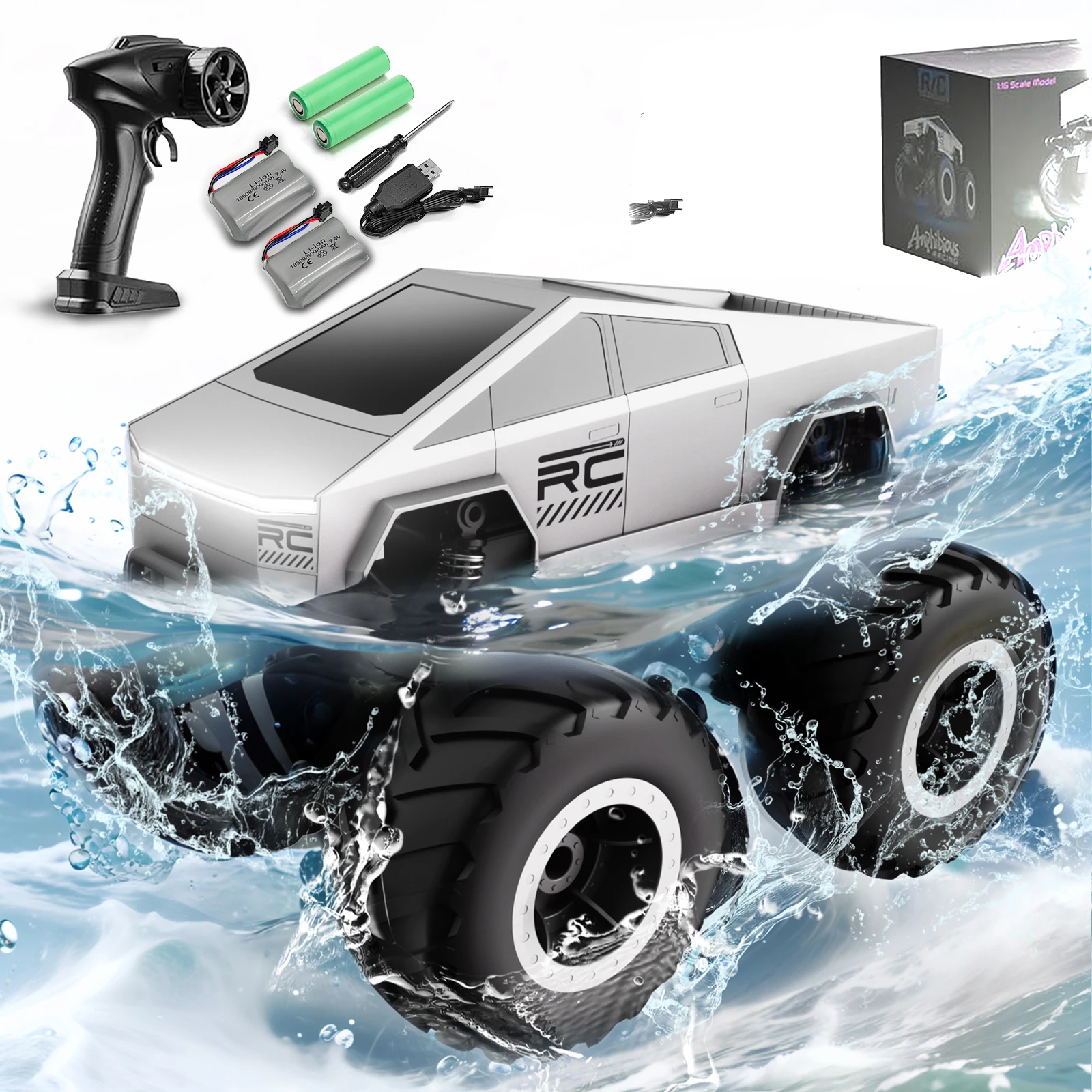 

STEMTRON Amphibious Remote Control Car Toys for Boys 2.4 GHz 1:16 All Terrain Off-Road RC Car RC Truck Pool Toys