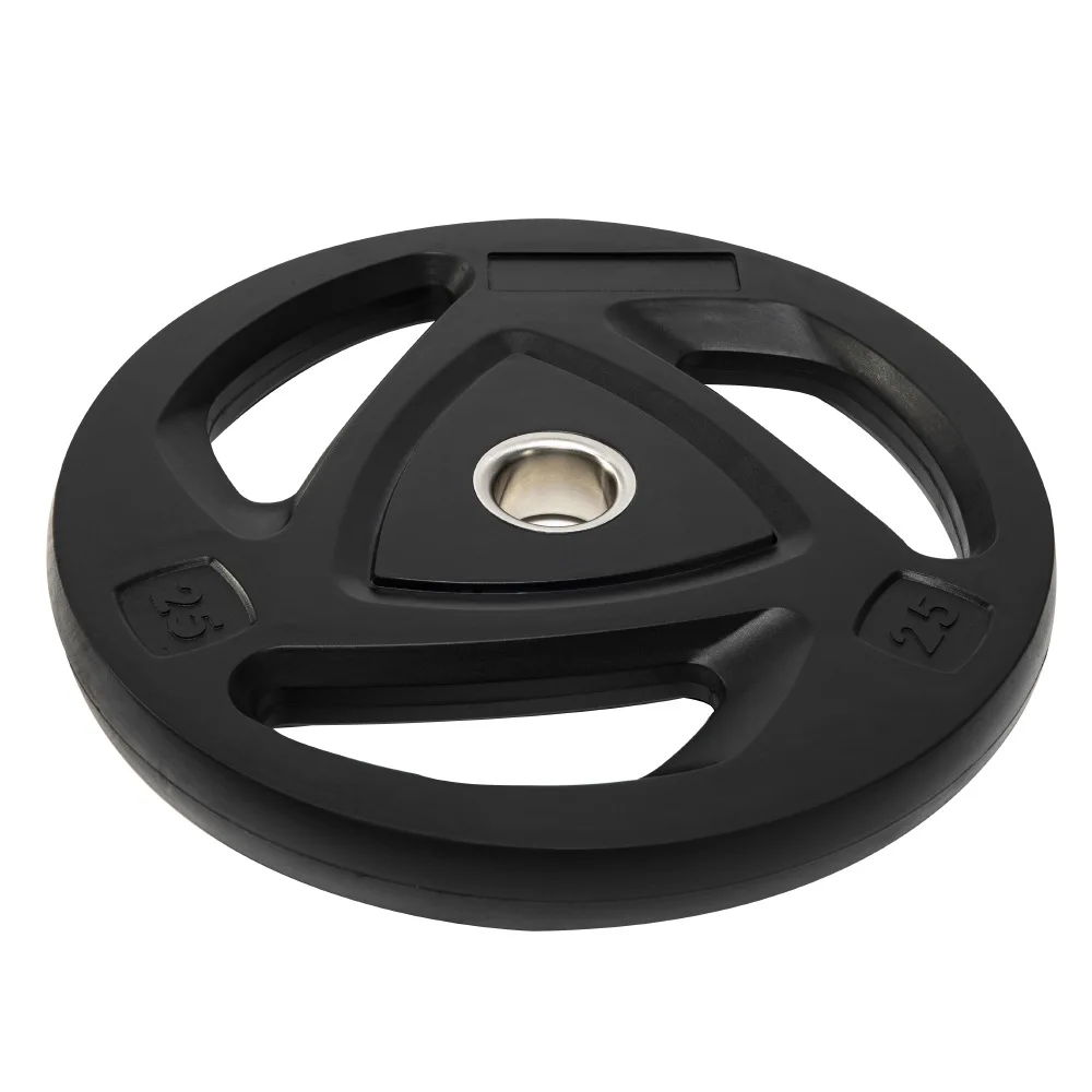 

Gym Power Weight Lifting Regular Black PU Barbell Weight Plates With 3 Holes Barbell Weight Plate Urethane Discs