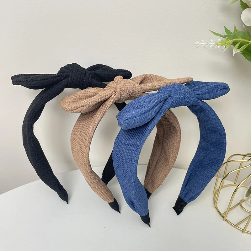 New Fashion Women Hairband Knitted Turban Big Bow knot Headwear Solid Color Headband Spring Hair Accessories