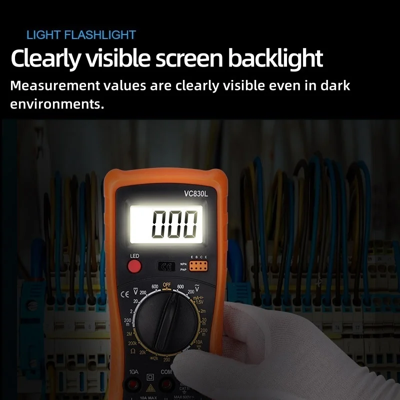 Multimeter VC830L Capacitance Temperature Measurement Frequency Logic Level Test Angle Adjustable Multitester Current Tester