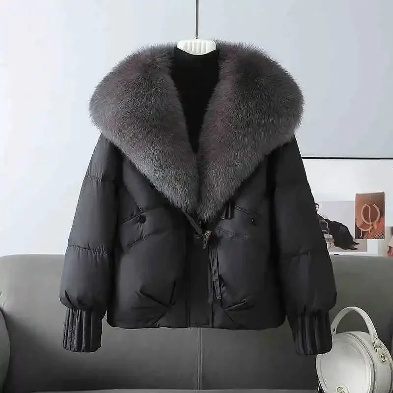 

Winter New Warm Thicke Parka Coat Removable Fur Collar Loose Bread Coat Loose Chic Down Cotton-Padded Coat Women's Outwear