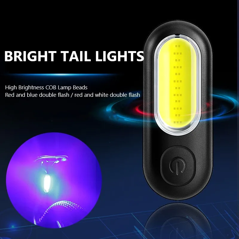 Dual Light for Bicycle Rear View Warning 5 Mode LED COB Rechargeable Lamp Latern Seatpost and Belt Mount W/ Mode Memory