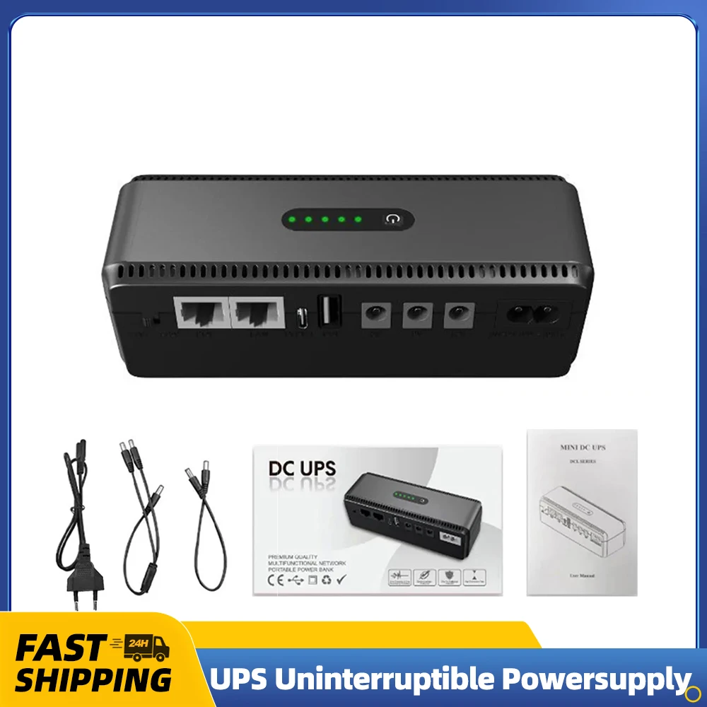 5V/9V/12V UPS Uninterruptible Powersupply for Router Optical Network Terminal Switch Access Control Camera Cellphone Backup