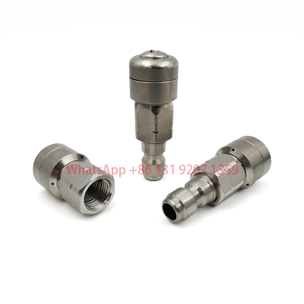 Stainless Steel Rotating Sewer Jetter Nozzle, High Pressure Pipe Cleaning Water Rat Head, Self-propelled Drain Cleaner Nozzle