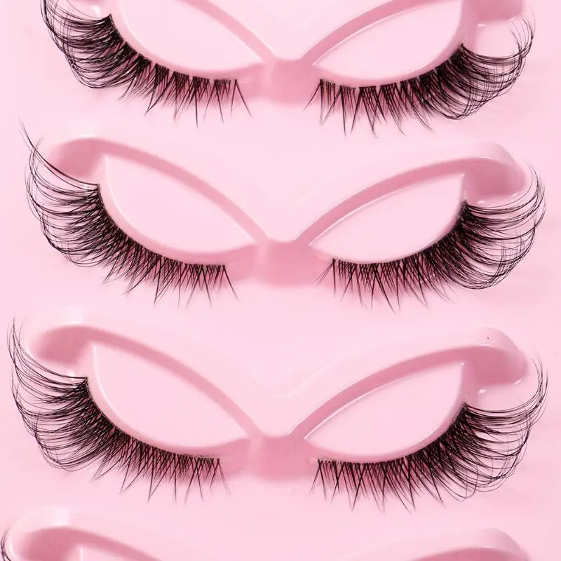 5 Pairs Fox Eye False Eyelashes Outer Corner Lengthened Long Curly Thick Fluffy Comfortable All Match Eye Makeup Lashes