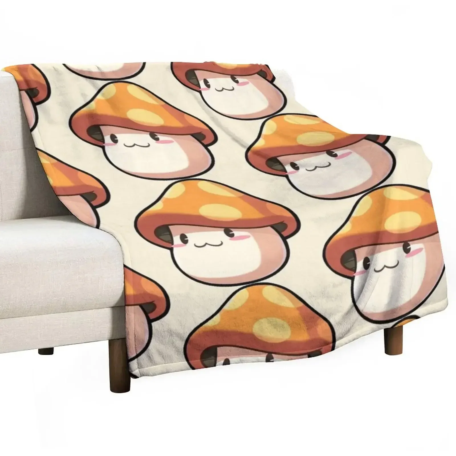 Maplestory M Mushroom (cream background) Throw Blanket Warm Cozy Throw Blanket for Living Room Couch
