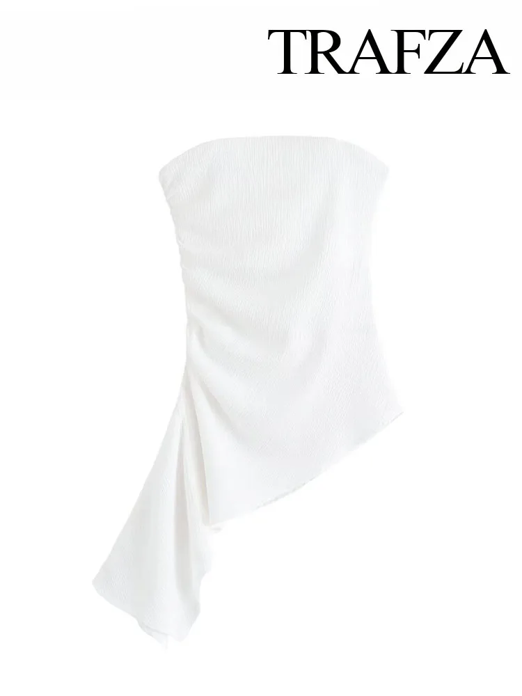 HH Frauen Sommer Neue Mode Liebsten Asymmetrie Ärmelloses Top Weibliche Elegante Sexy Backless Party Falten Schlank 3-farbe Tops