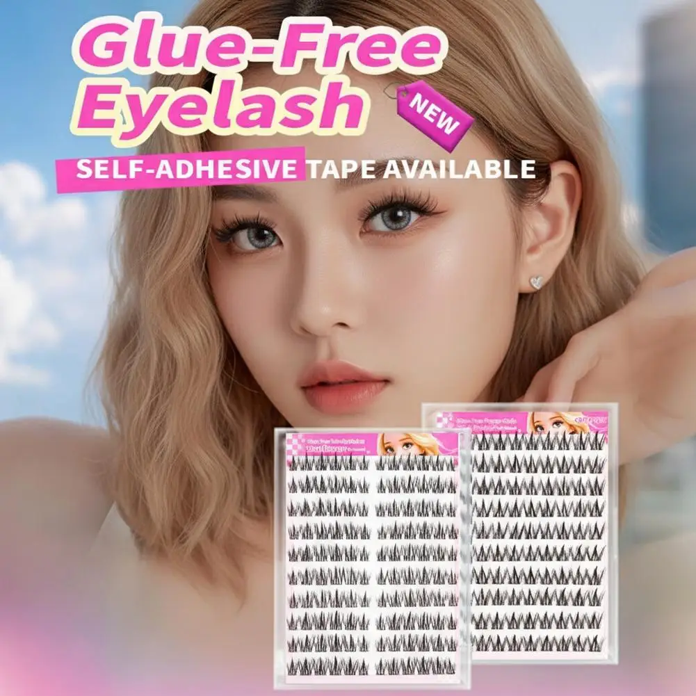 14mm Glue Free False Eyelashes 3 Second Application Natural Tapered Tips Pigment Lightweight Flexible Clusters Cute Pet Lazy