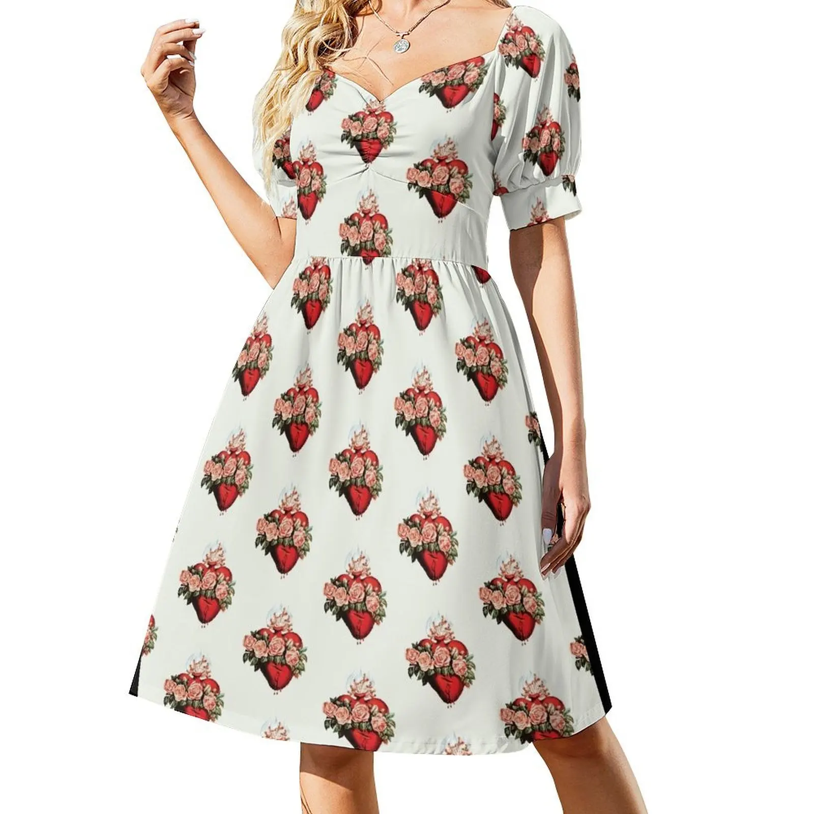 

Immaculate Heart of Mary Vintage Short Sleeved Dress birthday dresses for women evening dress ladies summer dress