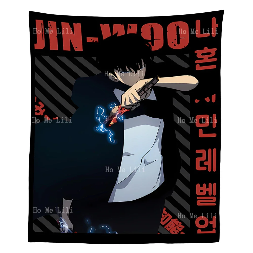 Solo Leveling Jin-Woo Sung Cartoon Vintage Tapestry Wall Hanging Decor For Bedroom Living Room Dorm