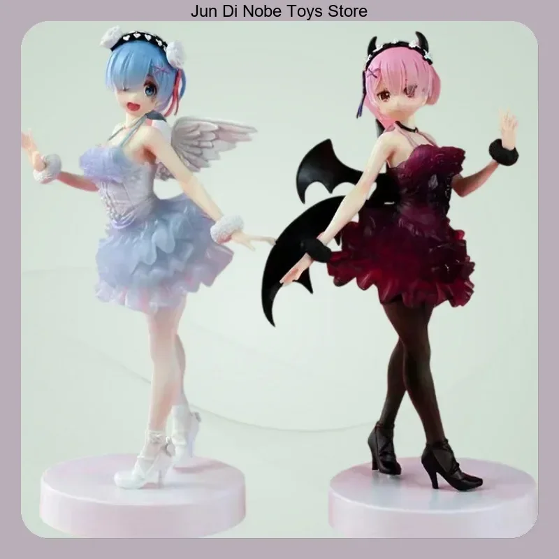 

16cm Re:Zero Demon Ram & Angel Rem Standing Pose Anime Figure Statue Desktop Decoration Collectible Gift