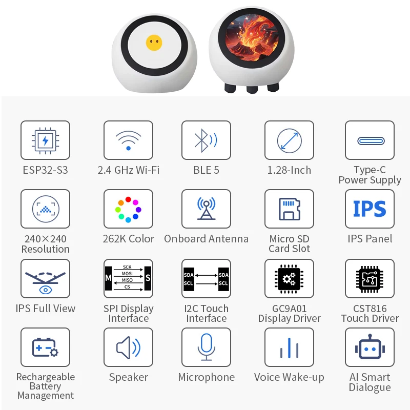 Upgraded XiaoZhi AI Voice Chat Robot DeepSeek ESP32-S3 N16R8 Development Board WiFi BT BLE5 1.28