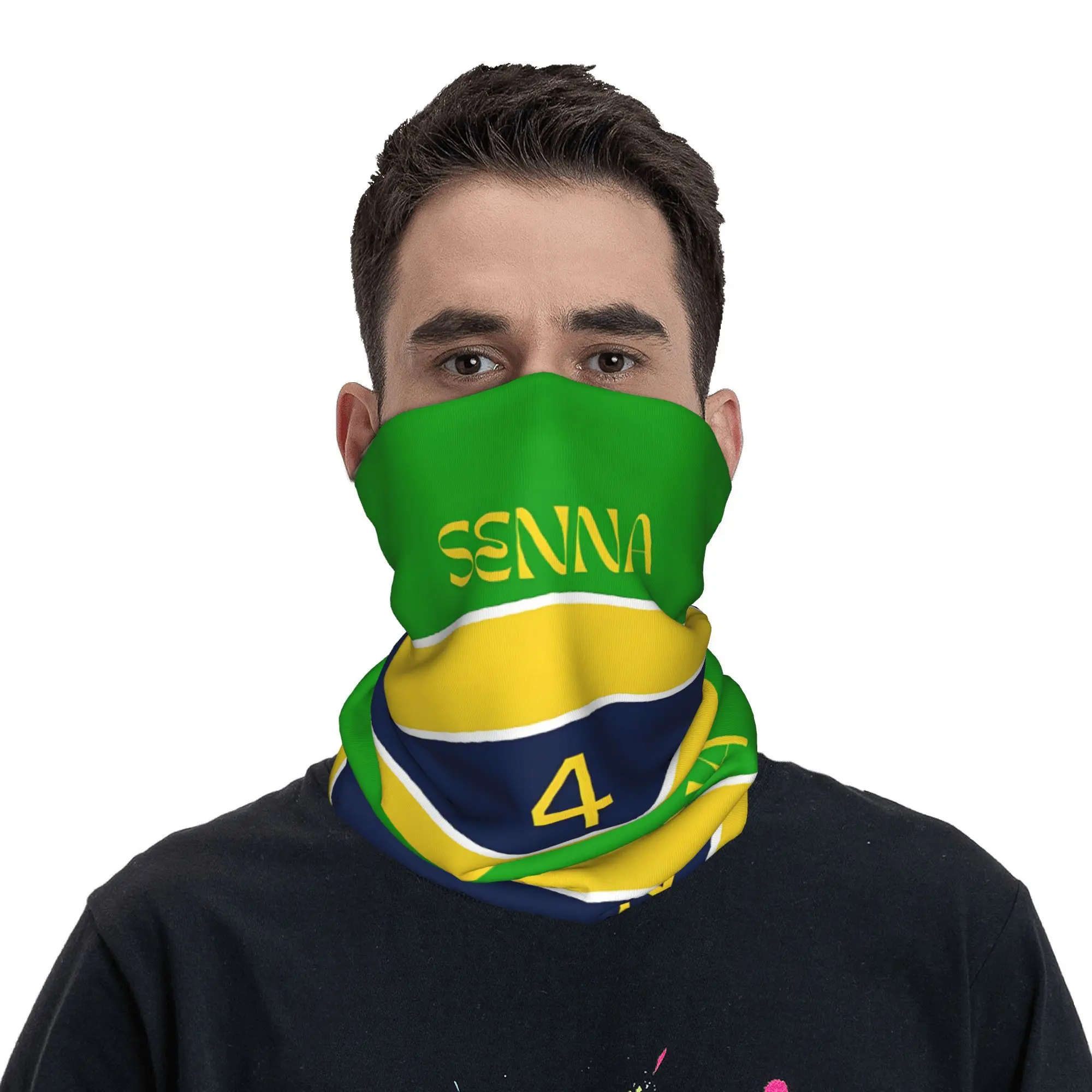 Ayrton Senna 2024 RACING Car Bandana Neck Cover Printed  Balaclavas Wrap Scarf Warm Headwear Hiking Men Women Adult Breathable