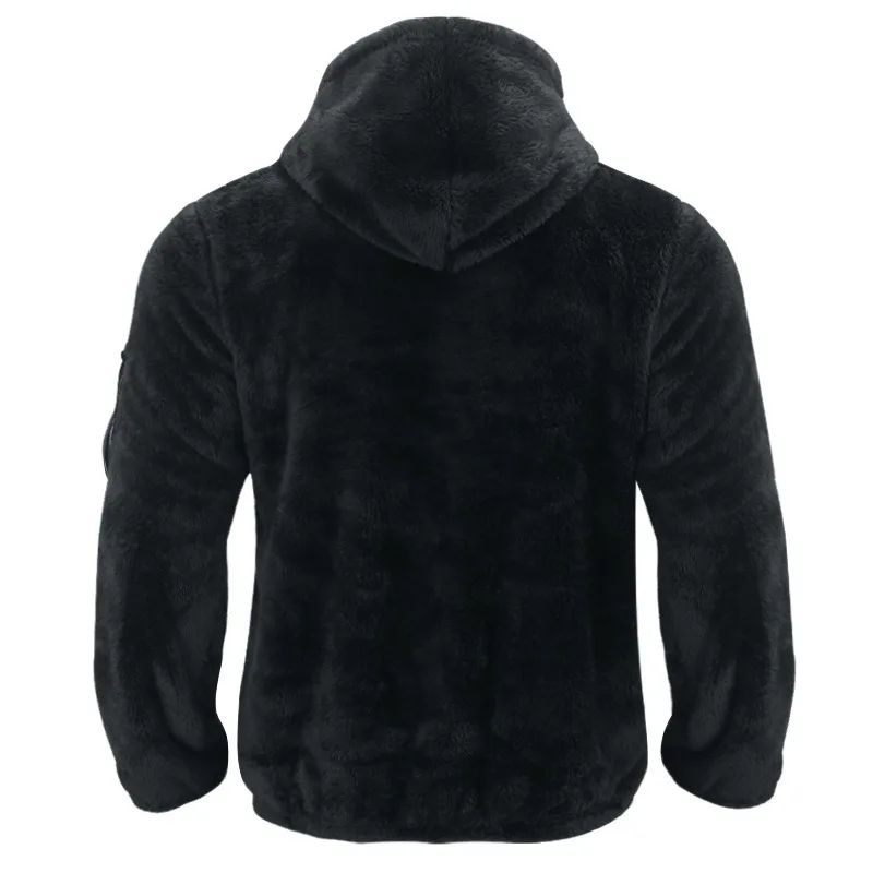 2024 Autumn and Winter New Men\'s Double Sided Arctic Velvet Warm Hooded Zipper Jacket for Outer Wear Home Hoodie