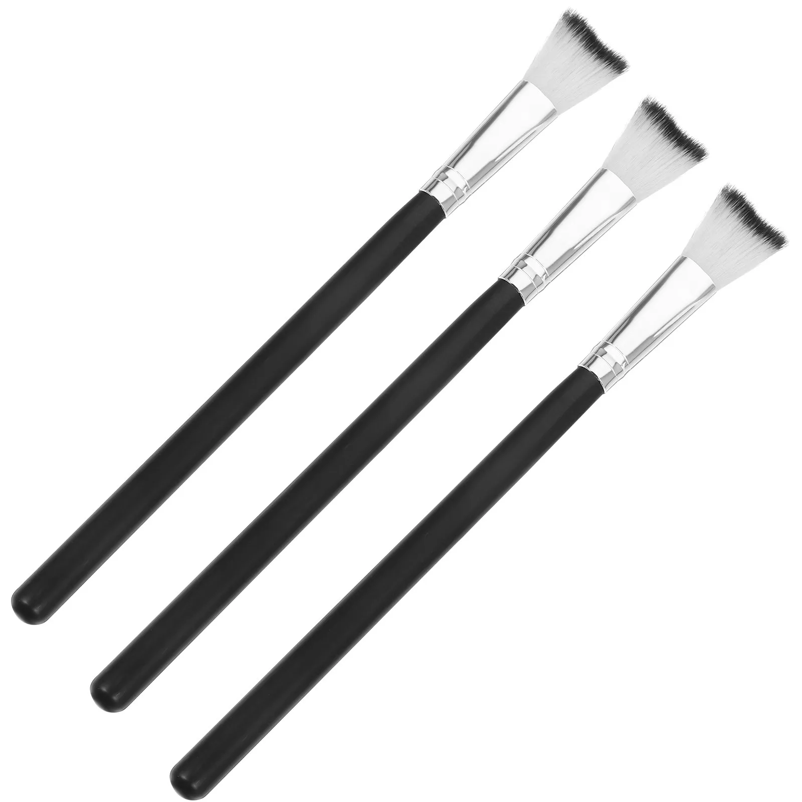 3pcs Soft Bristle Highlighter & Nose Contour Brush Set for Makeup Blending and Shading