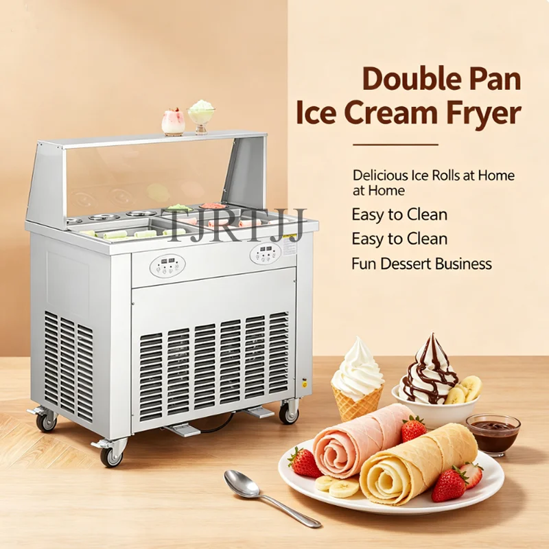High Performance Fried Ice Roll Machine 2 Pan / Fried Yogurt Machine / Fried Ice Cream Roll Machine