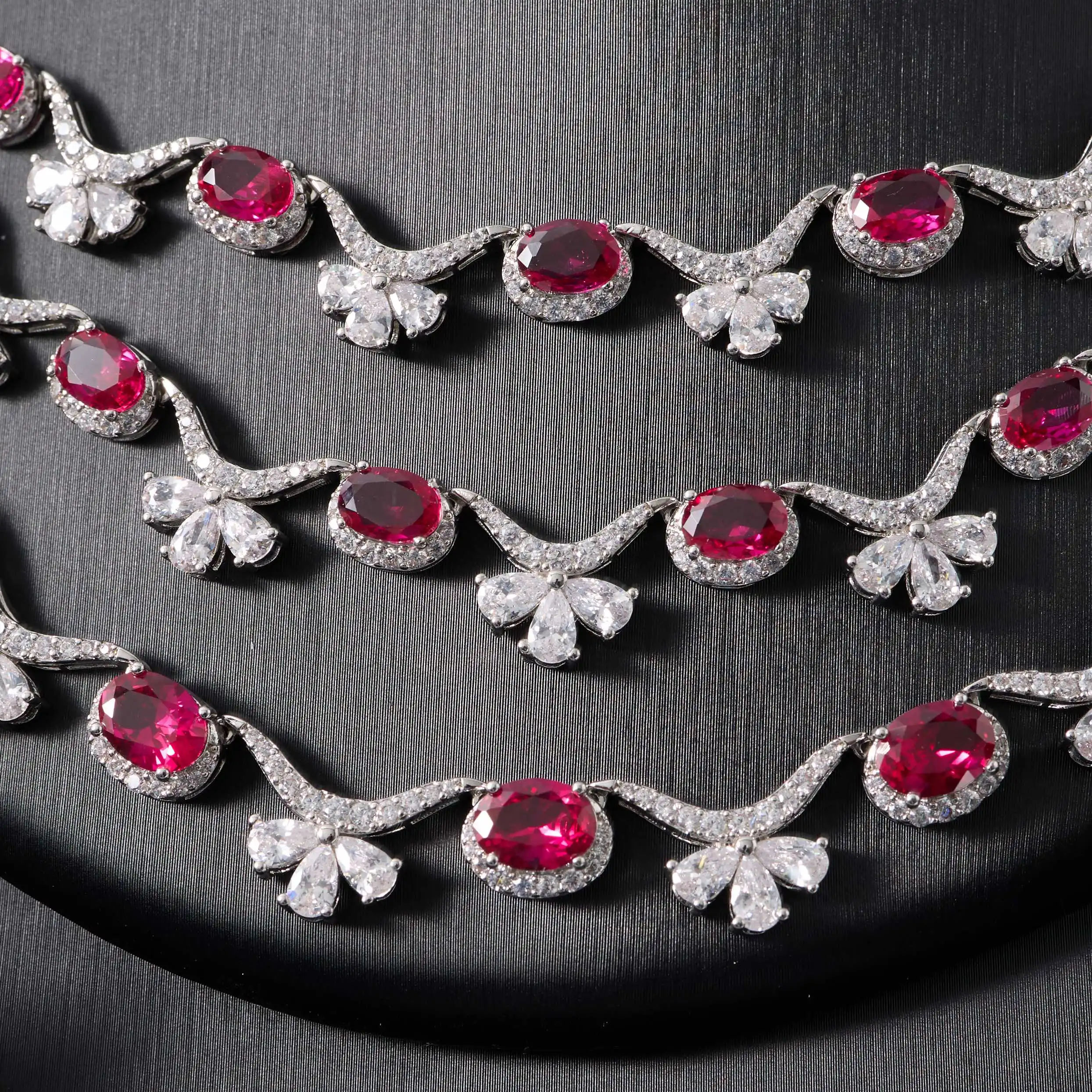 00081 Luxury Zircon 4Pcs Bridal Jewelry Set For Women Necklace Earrings Bracelet Ring Set Wedding Prom Party Dress Accessories