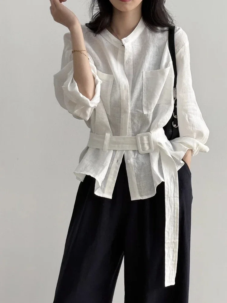 

Solid Color Button Up Shirts & Blouses for Women Korean Style Casual Youth Elegant New Collection 2025 Y2k Fashion Woman Top