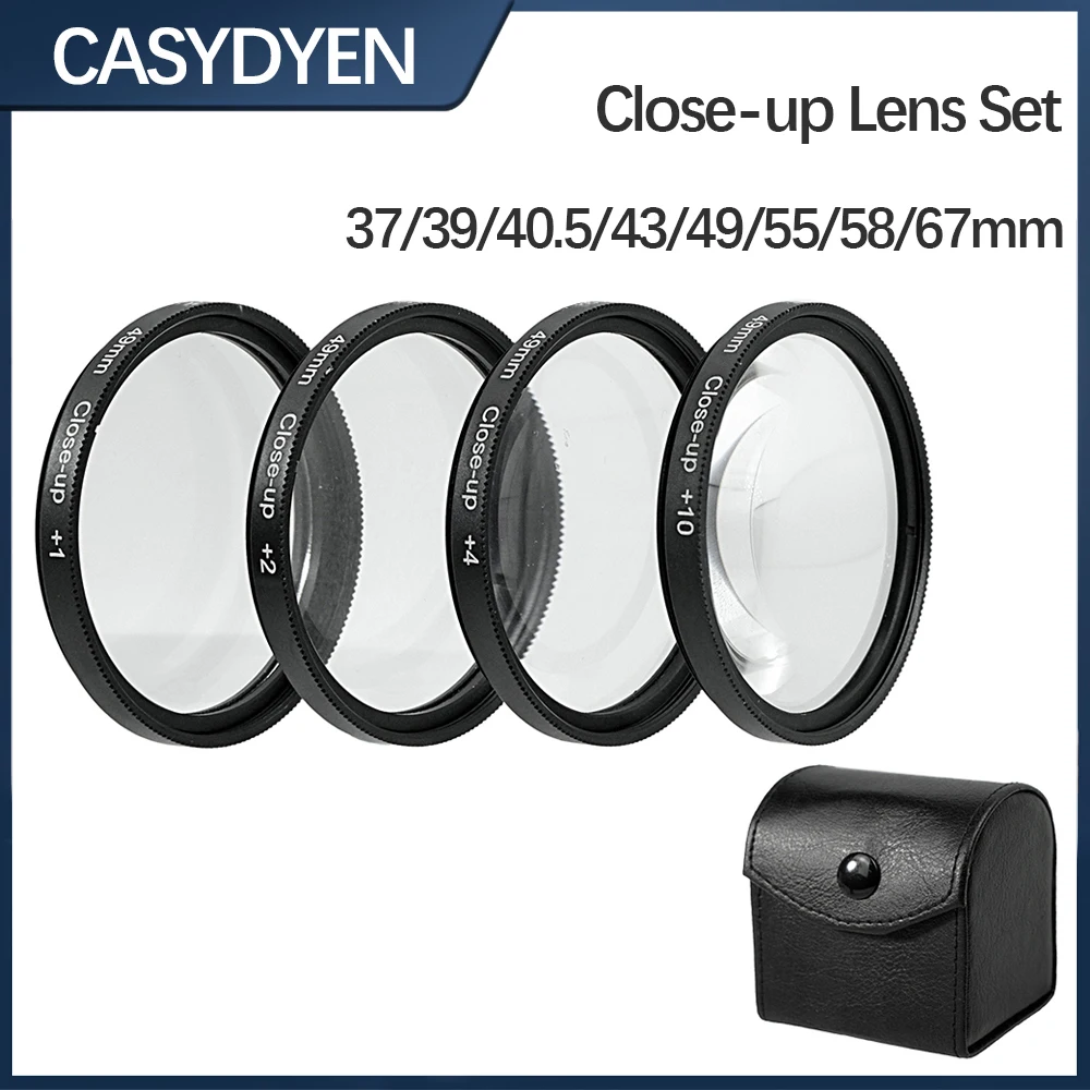 Macro Close Up Lens Filter +1+2+4+10 Filter Kit 37/39/40.5/43/49/55/58/67mm For Canon Nikon Sony Cameras