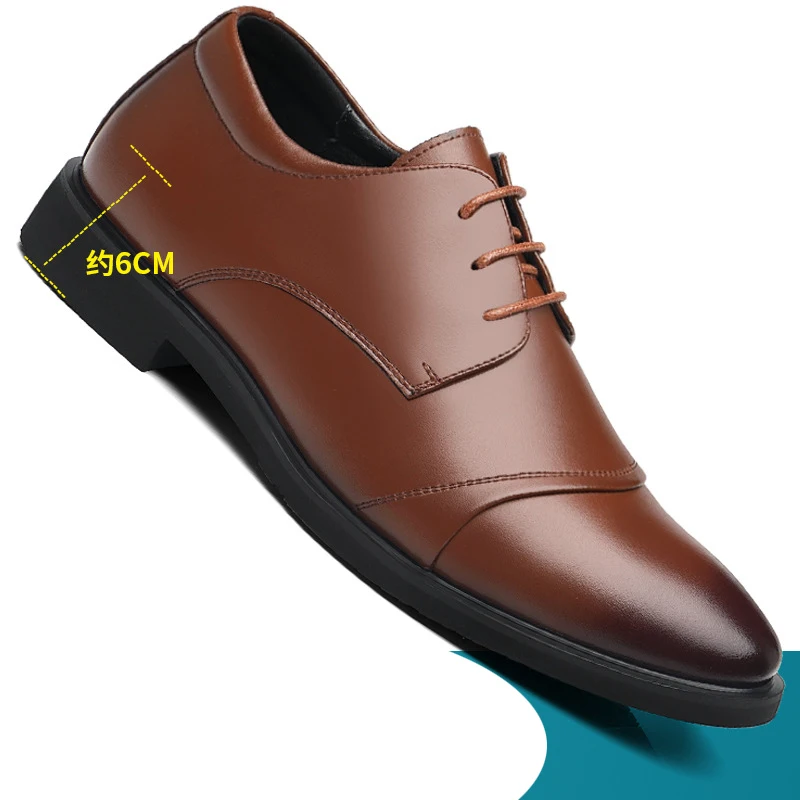 

Men Elevator Shoes Height Increase Shoes for Men Business Height Increase Insole 6CM Wedding Formal Shoes Black Leather