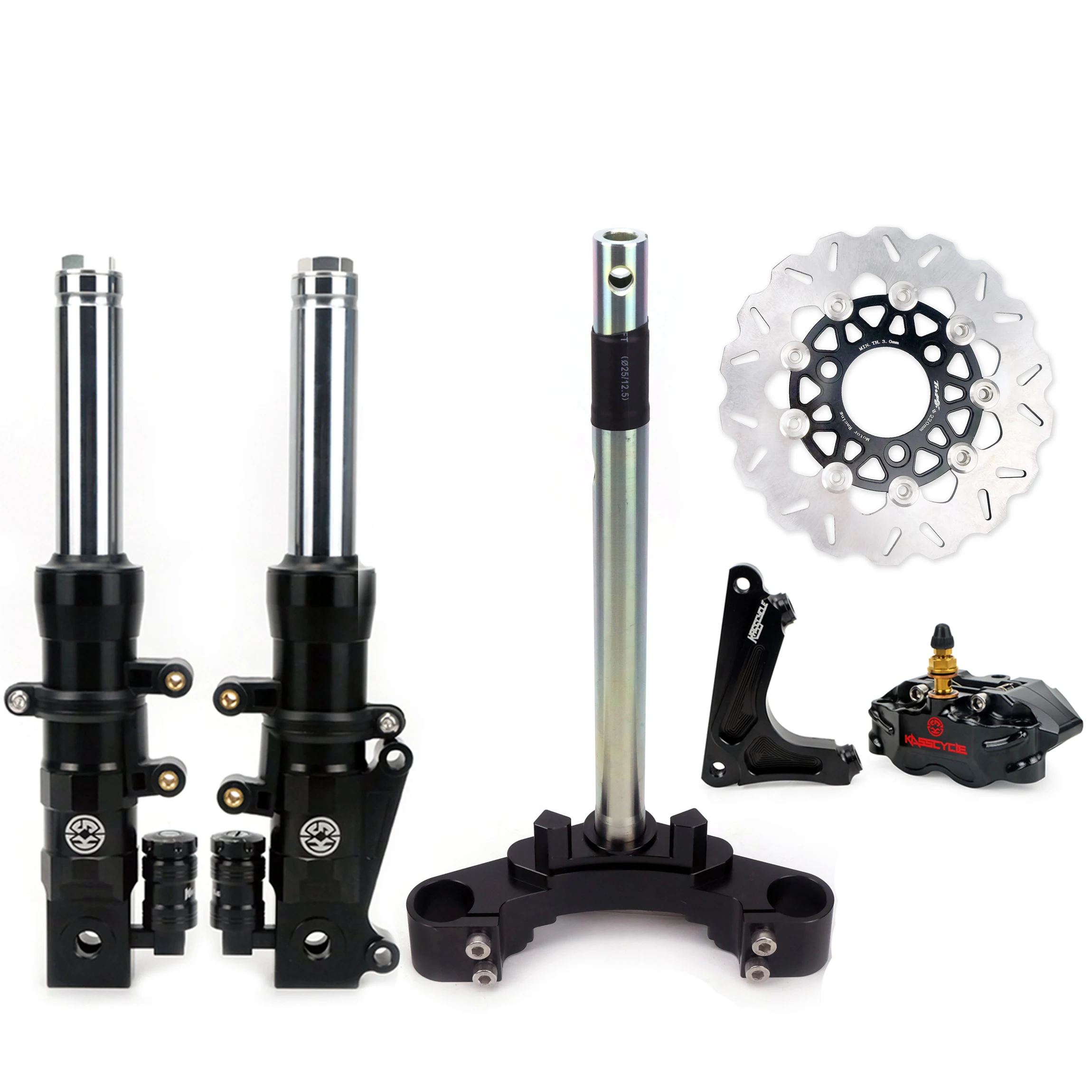 

31mm Lower Front Fork Shock Absorber And Triple Tree Steering Stem With 220MM Disc Brake For GY6 Honda Ruckus Zoomer Af58 Parts