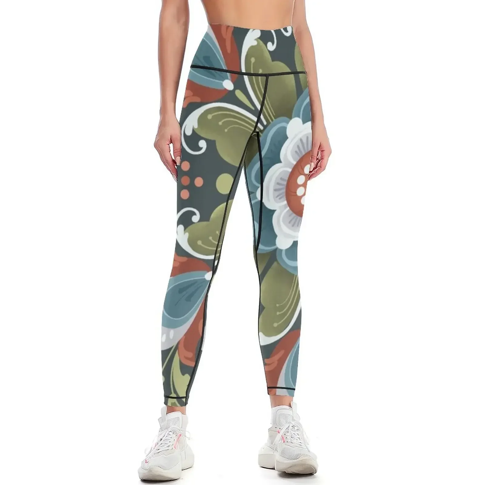 

Norwegian Rosemling on Black Leggings Women's push up Sportswear woman gym Women's fitness high waist Womens Leggings