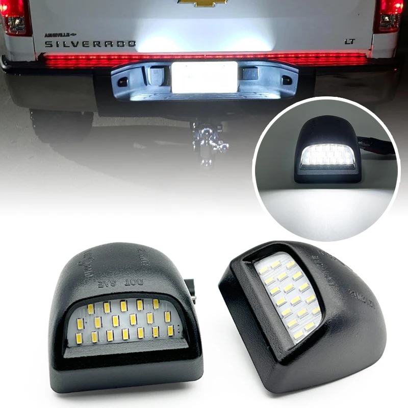 2Pcs LED Number License Plate Light For Chevrolet Silverado 1500 2500 3500 Suburban Avalanche Tahoe GMC Sierra Cadillac Escalade
