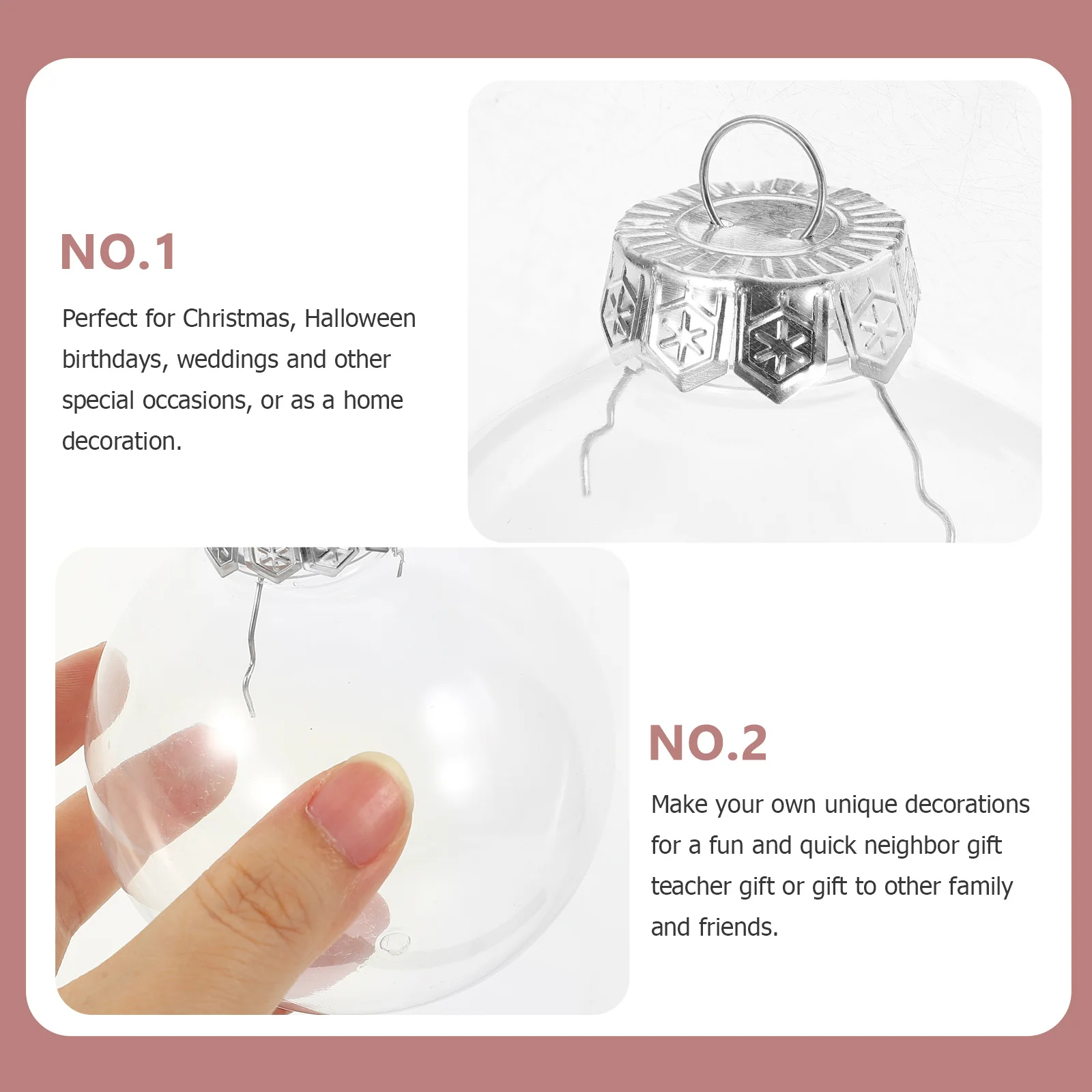 

12Pcs Transparent Round Ball Decorations Clear Plastic Fillable Ornaments Multifunctional Hanging Decor for Christmas Wedding