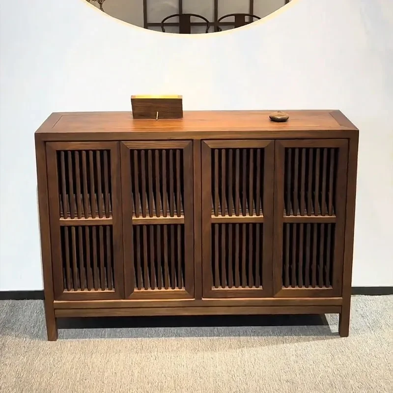 North American black walnut dining side cabinet Solid wood simple Zen restaurant cabinet Foyer tea room storage cabinet