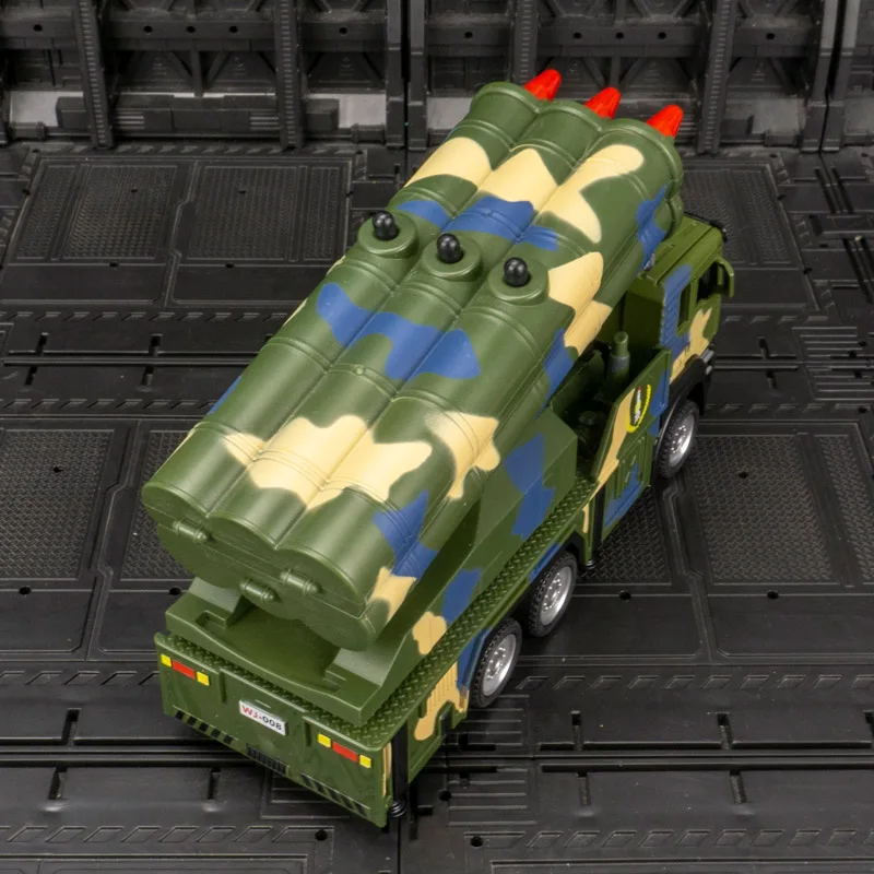 1/50 Alloy Military Missile Launch Vehicle Toys Cars Models Wheel Pull Back Rocket Launcher Light Sound Vehicles for Kids Gifts