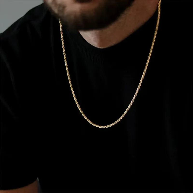 2mm Titanstahl Gedrehte Kettenkette Einfache Herrenkette Hip-Hop Herren Edelstahlschmuck Schlüsselbeinkette Accessoires – Detail 2