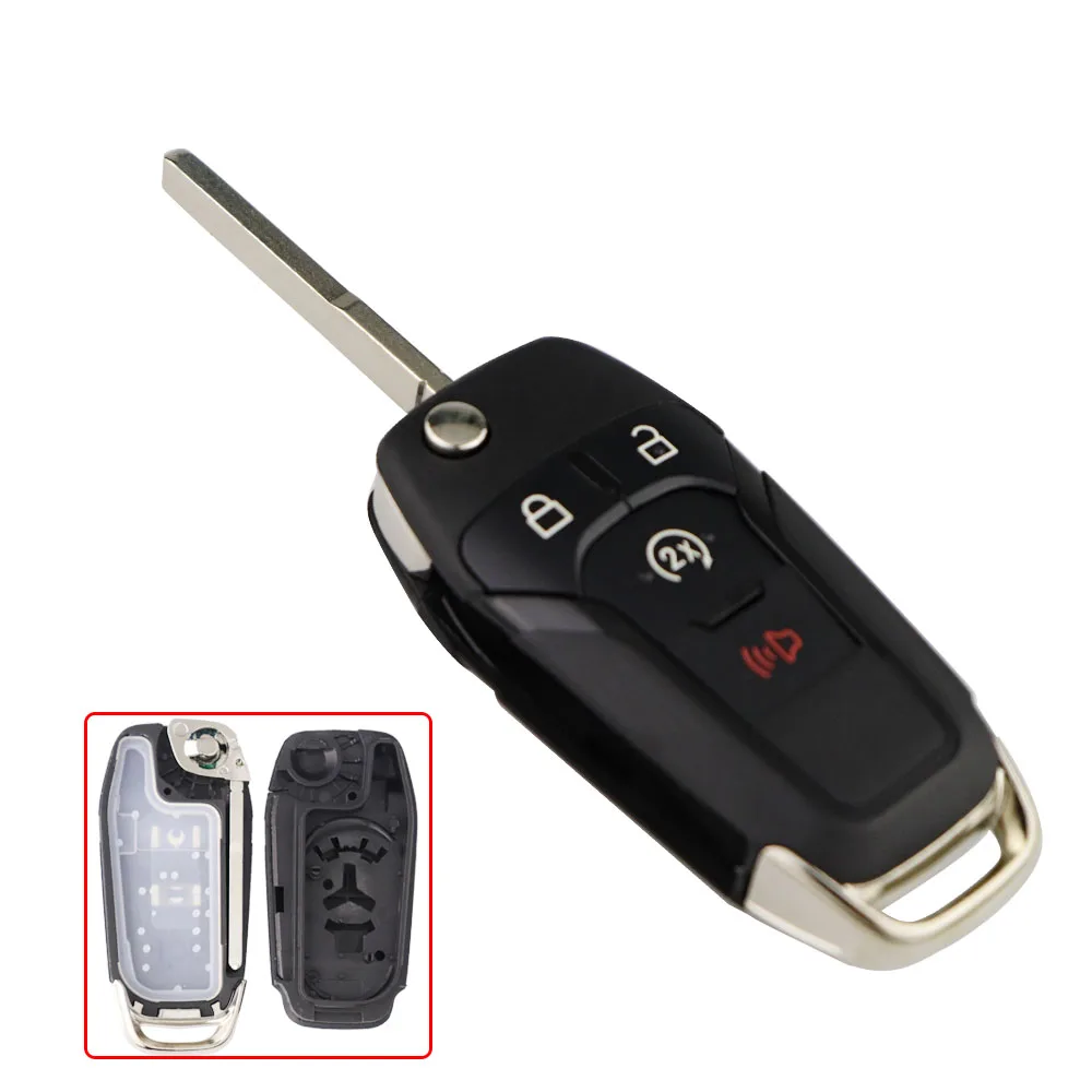 2/3/4 Button Flip Remote Car Key Shell For Ford Focus Fusion Mondeo Kuka Mk2 Mk7 F-150 Explorer Ranger Uncut Blank HU101 Blade