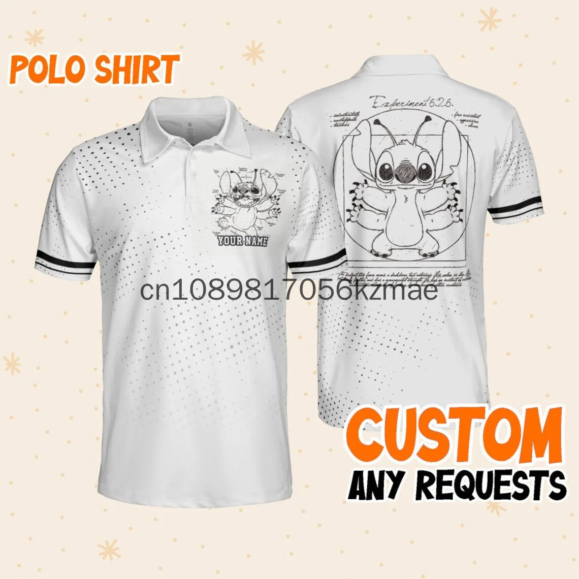 Spersonalizowana koszulka Polo Disney Lilo i stich z nadrukiem 3D Disney Casual Fashion z krótkim rękawem męska koszulka Polo