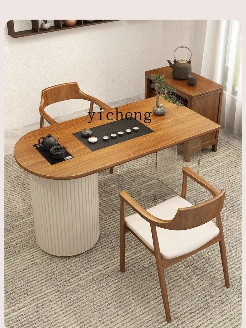solid wood balcony small tea table acrylic tea table living room reception integrated tea table
