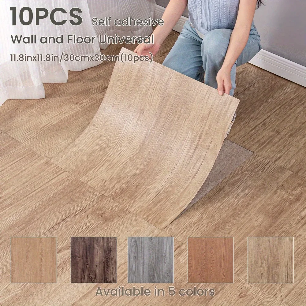 10 Stück 30x30cm Verschleißfeste Selbstklebende Holzmaserung Bodenaufkleber Wasserdicht Rutschfest SXP Selbstklebende Bodenaufkleber