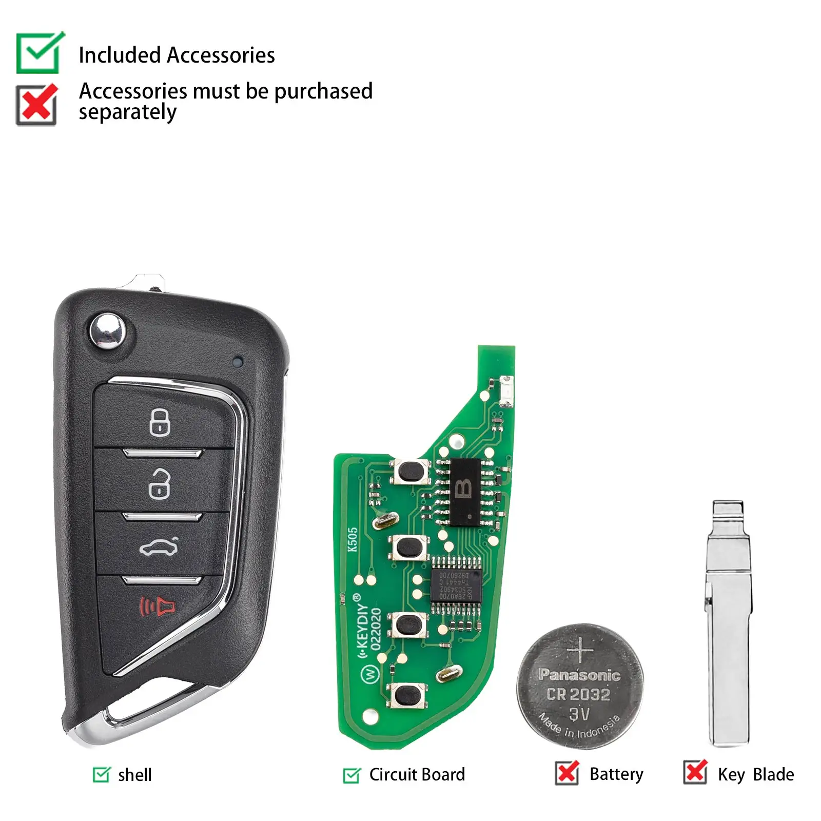 KEYDIY KD NB21-4 Universal Flip Remote Key 3+1 Buttons Knife Type Compatible Replacement