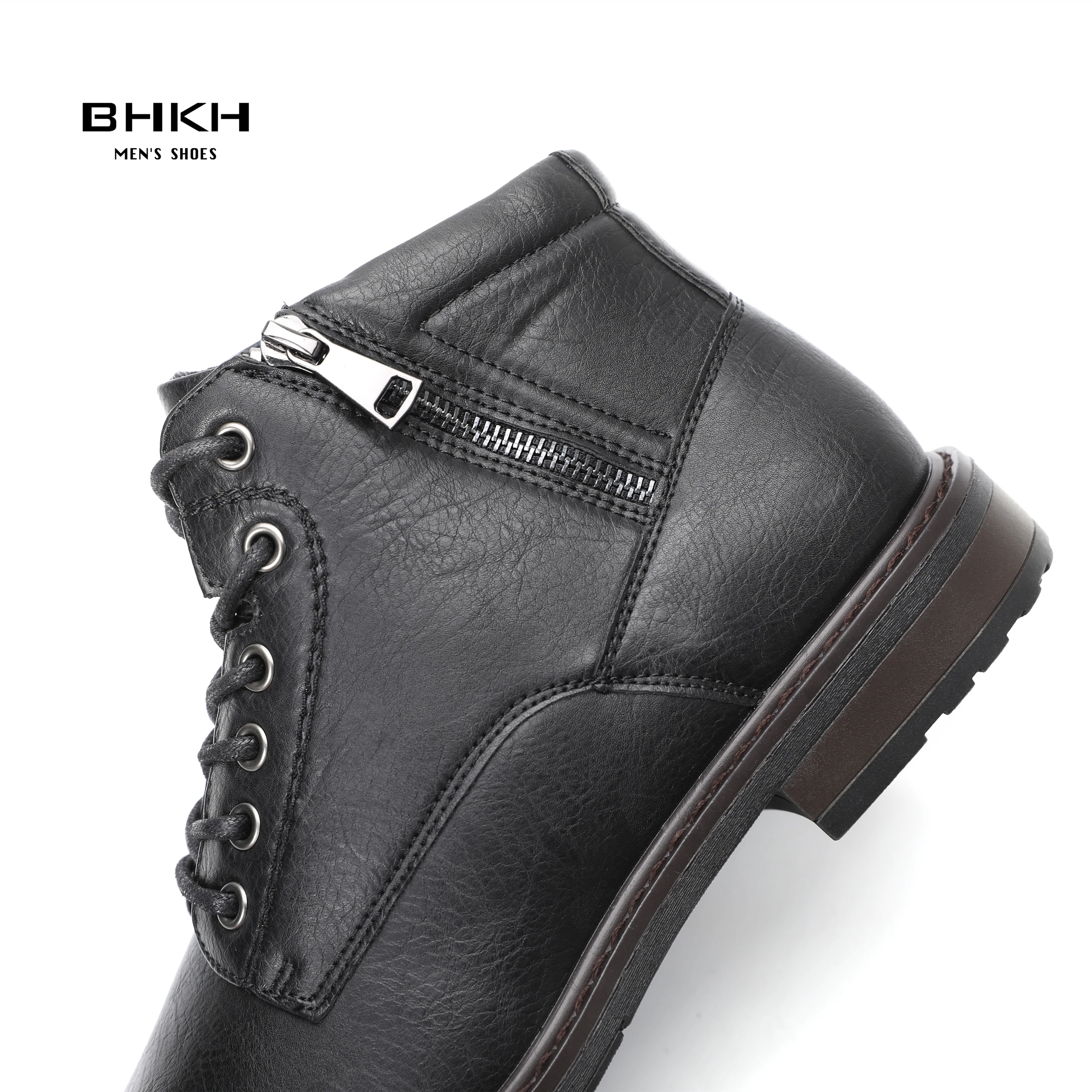 BHKH 2024 Autumn/ Winter Men Boots Zip Lace-up Ankle Boots Smart Business Work Office Dress Shoes  Man Shoes